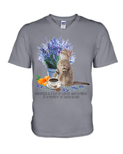 Load image into Gallery viewer, Cat With Coffee Is The Satisfaction Gift For Cat Lovers Guys V-Neck