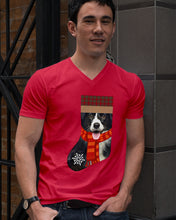 Load image into Gallery viewer, Santa Border Collie In Stock Gift For Dog Lovers Guys V-Neck