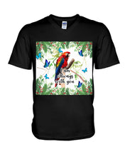 Load image into Gallery viewer, Scarlet Macaw With Butterflies I Am Always With You Gift For Lover Guys V-Neck