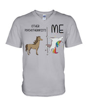 Load image into Gallery viewer, Funny Difference Between Me And Other Psychotherapists Unicorn And Horse Guys V-Neck