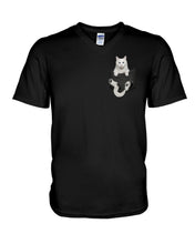 Load image into Gallery viewer, Cat In Your Front Pocket Great Gift For Cat Lovers Guys V-Neck