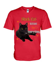Load image into Gallery viewer, Black Cat Kisses Fix Everything Gift For Cat Lovers Guys V-Neck