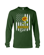 Load image into Gallery viewer, Birthday Gift For December Girl With Sunflower American Flag Retro Vintage Unisex Long Sleeve