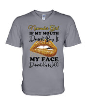Load image into Gallery viewer, Birthday Gift For November Girl If My Mouth Doesn't Say It My Face Definitely Guys V-Neck