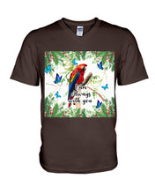 Load image into Gallery viewer, Scarlet Macaw With Butterflies I Am Always With You Gift For Lover Guys V-Neck