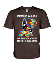 Load image into Gallery viewer, Proud Mama Of The Touchest Boy I Know Autism's Day Gift Guys V-Neck