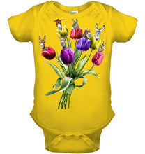 Load image into Gallery viewer, Vintage Funny Donkey With Tulip Trending For Donkey Lovers Baby Onesie
