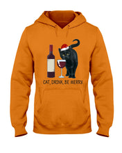 Load image into Gallery viewer, Cat Drink And Be Merry Meaningful Gift For Women Hoodie