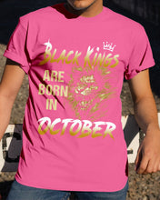 Load image into Gallery viewer, Black Kings Are Born In October Trending For Birthday Gift Guys Tee