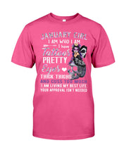Load image into Gallery viewer, January Girl Has Tattoos Pretty Eyes Thick Thighs For Birthday Gift Guys Tee