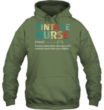 Load image into Gallery viewer, Vintage Nurse Knows More Than She Says And Notices More Than You Realize Hoodie
