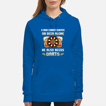 Load image into Gallery viewer, A Man Cannot Survive On Beer Alone He Also Needs Darts Trending Hoodie
