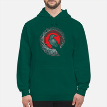 Load image into Gallery viewer, Raven Viking Culture Celtic Design Gray And Red Hoodie