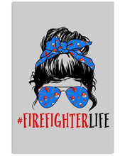Load image into Gallery viewer, Firefighter Make You Life Safe Lady With Blue Ribbonhead Gift For Women Vertical Poster