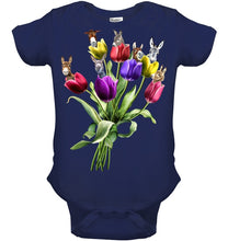 Load image into Gallery viewer, Vintage Funny Donkey With Tulip Trending For Donkey Lovers Baby Onesie