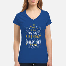 Load image into Gallery viewer, Vintage Funny My 45th Birthday The One Where I Was Quarantined Ladies V-Neck