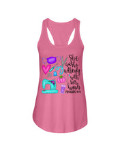 Load image into Gallery viewer, She Works Willingly With Her Hands Proverbs 31 13 Gift For Sewing Lovers Ladies Flowy Tank