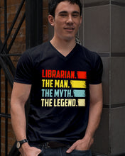 Load image into Gallery viewer, Vintage Funny Librarian The Man The Myth The Legend Gift For Friends Guys V-Neck