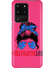 Load image into Gallery viewer, Firefighter Make You Life Safe Lady With Blue Ribbonhead Gift For Women Phone case