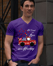 Load image into Gallery viewer, All I Need Are Love And Hockey Gift For Hockey Players Guys V-Neck