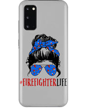Load image into Gallery viewer, Firefighter Make You Life Safe Lady With Blue Ribbonhead Gift For Women Phone case