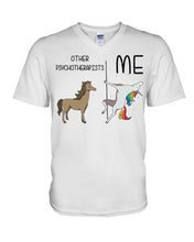 Load image into Gallery viewer, Funny Difference Between Me And Other Psychotherapists Unicorn And Horse Guys V-Neck