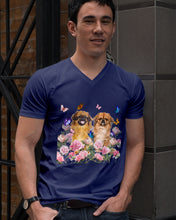 Load image into Gallery viewer, Pekingese With Peonies Gift For Dog Lovers Guys V-Neck