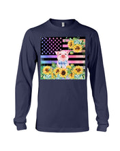 Load image into Gallery viewer, Pig America Flag Sunflower Special Custom Design Unisex Long Sleeve