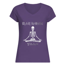 Load image into Gallery viewer, Yoga Iron Skeleton Dark Blue Background Gift For Men Ladies V-Neck