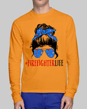 Load image into Gallery viewer, Firefighter Make You Life Safe Lady With Blue Ribbonhead Gift For Women Unisex Long Sleeve