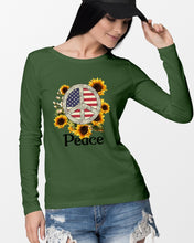 Load image into Gallery viewer, Peace Sign Sunflower Birthday Gift For Girls Unisex Long Sleeve