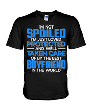 Load image into Gallery viewer, I'm Just Loved Protected And Well Taken Care Of By The Best Boyfriend Guys V-Neck