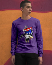 Load image into Gallery viewer, Eagle Giant Scratch USA Flag Gift For Women Unisex Long Sleeve