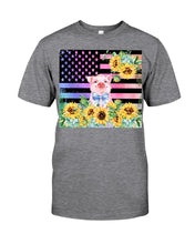 Load image into Gallery viewer, Pig America Flag Sunflower Special Custom Design Guys Tee