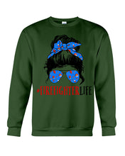 Load image into Gallery viewer, Firefighter Make You Life Safe Lady With Blue Ribbonhead Gift For Women Sweatshirt