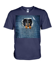Load image into Gallery viewer, Blue Phone Case With Dachshund Face Gift For Dachshund Lovers Guys V-Neck