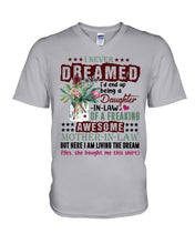 Load image into Gallery viewer, Protea Being A Daughter In Law Of A Freaking Awesome Mother In Law Gift For Women Guys V-Neck