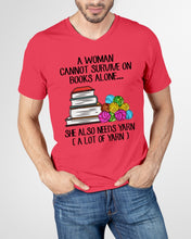 Load image into Gallery viewer, A Woman Cannot Survive On Book Alone She Also Needs Yarn Trending Guys V-Neck