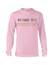 Load image into Gallery viewer, Vintage 1967 Knows More Than She Says And Notices More Than You Realize Unisex Long Sleeve