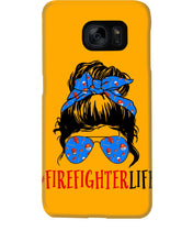 Load image into Gallery viewer, Firefighter Make You Life Safe Lady With Blue Ribbonhead Gift For Women Phone case