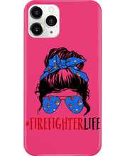 Load image into Gallery viewer, Firefighter Make You Life Safe Lady With Blue Ribbonhead Gift For Women Phone case