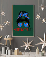 Load image into Gallery viewer, Firefighter Make You Life Safe Lady With Blue Ribbonhead Gift For Women Vertical Poster