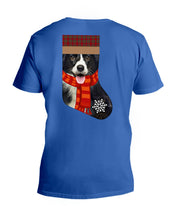 Load image into Gallery viewer, Santa Border Collie In Stock Gift For Dog Lovers Guys V-Neck