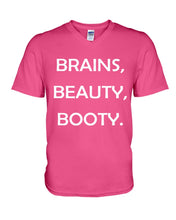 Load image into Gallery viewer, Brains Beauty Booty Special Custom Design Guys V-Neck