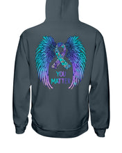 Load image into Gallery viewer, You Matter Ribbon Awareness With Angel Wings Hoodie