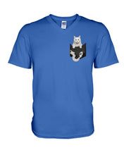 Load image into Gallery viewer, Cat In Your Front Pocket Great Gift For Cat Lovers Guys V-Neck