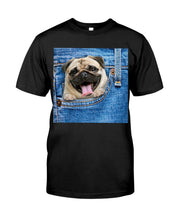 Load image into Gallery viewer, baby Pug In Denim Pocket Gift For Dog Lovers Guys Tee