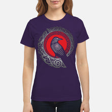 Load image into Gallery viewer, Raven Viking Culture Celtic Design Gray And Red Ladies Tee
