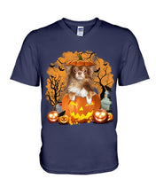 Load image into Gallery viewer, Chihuahua Book Pumpkin Halloween Gift For Dog Lovers Guys V-Neck
