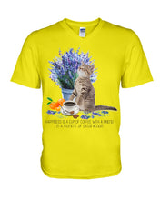 Load image into Gallery viewer, Cat With Coffee Is The Satisfaction Gift For Cat Lovers Guys V-Neck